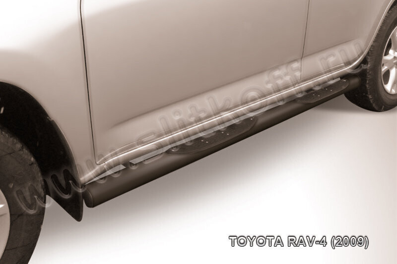 Пороги стальные Toyota Rav-4 (2009-2010) d76 с проступями (серебристые)