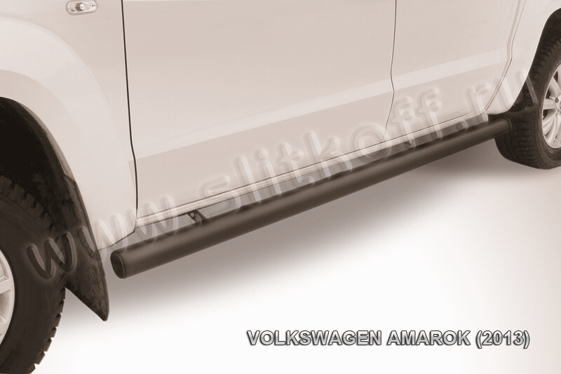 Пороги стальные Volkswagen Amarok (2010-2016) d76 труба (серебристые)