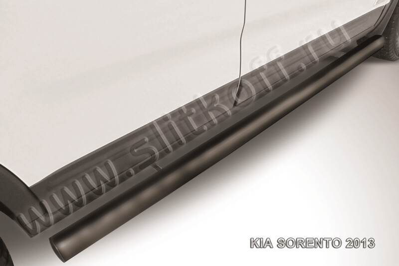 Пороги стальные Kia Sorento (2012-2021) d76 труба (черные)