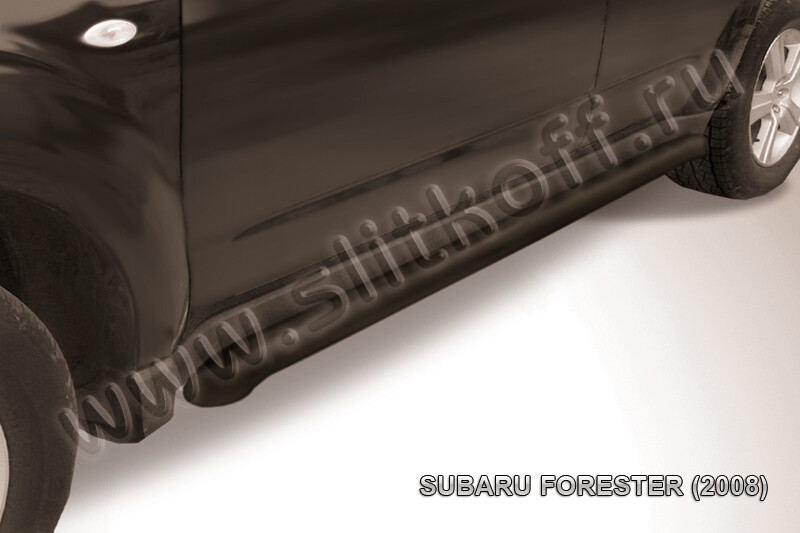 Пороги стальные Subaru Forester (2007-2013) d76 труба (черные)