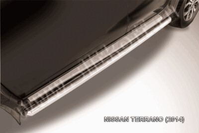 Пороги из нержавейки Nissan Terrano (2014-2023) d57 труба (черный цвет)