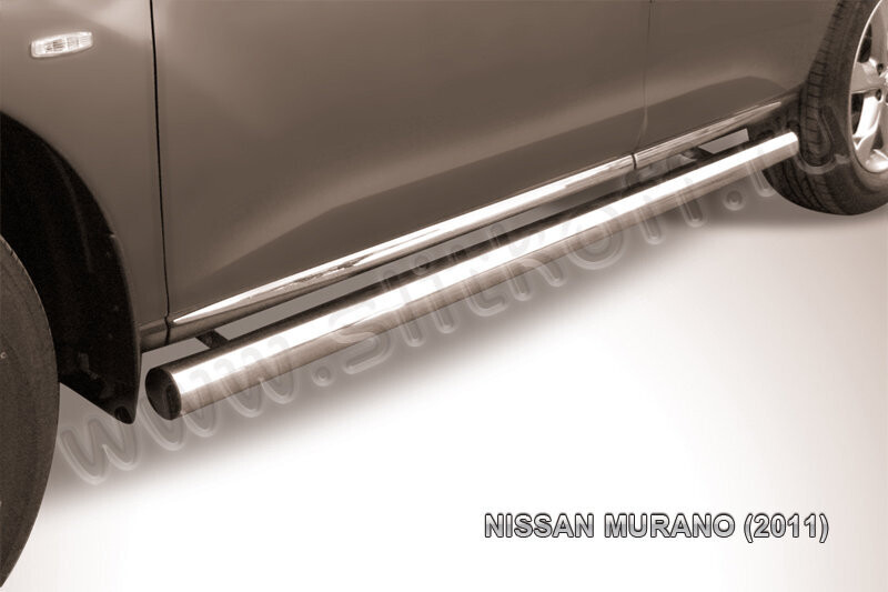 Пороги из нержавейки Nissan Murano (2010-2015) d76 труба (черный цвет)