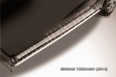 Пороги из нержавейки Nissan Terrano (2014-2023) d42 труба (черный цвет)