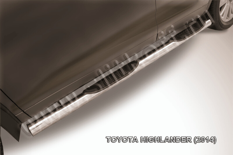Пороги из нержавейки Toyota Highlander (2014-2016) d76 с проступями