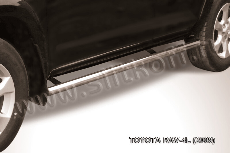 Пороги из нержавейки Toyota Rav-4 L (2005-2010) d57 труба (черный цвет)