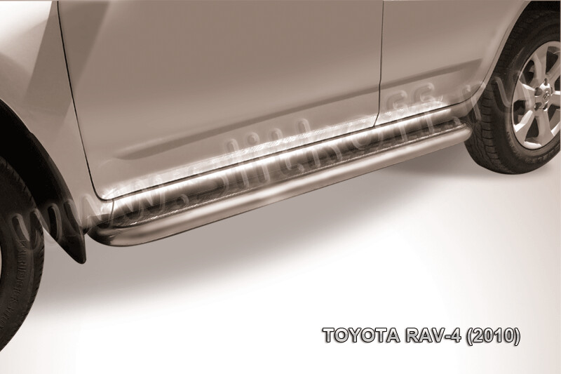 Пороги из нержавейки Toyota Rav-4 (2010-2016) d57 с алюминиевым листом