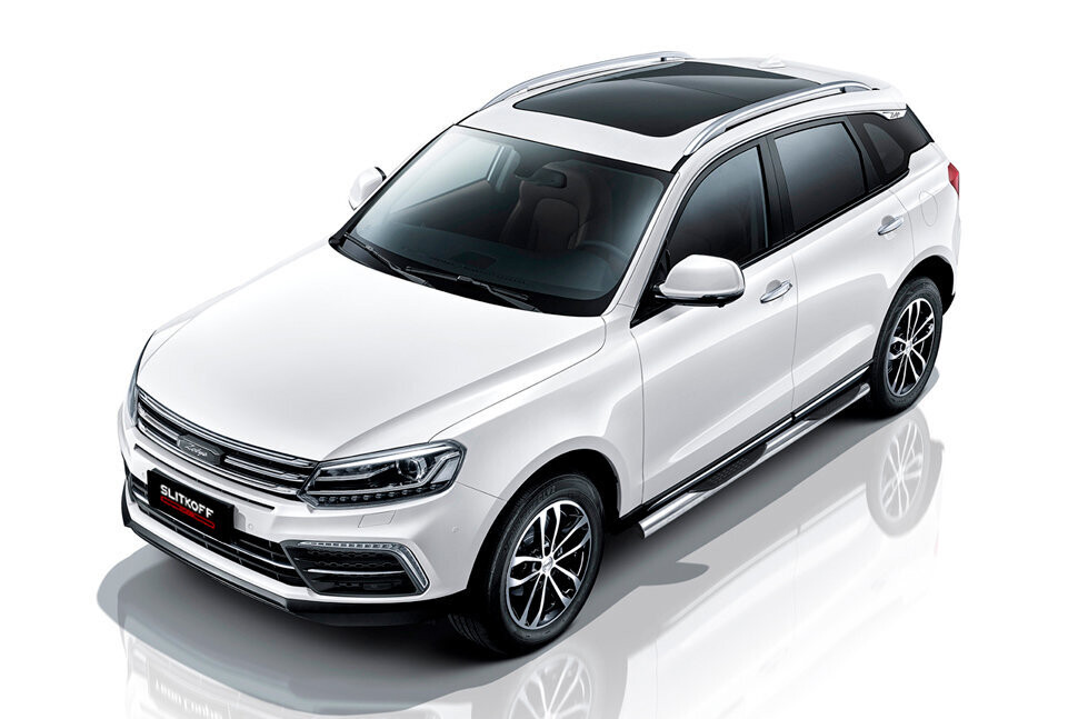 Пороги из нержавейки Zotye Coupa (2013-2023) d76 с проступями