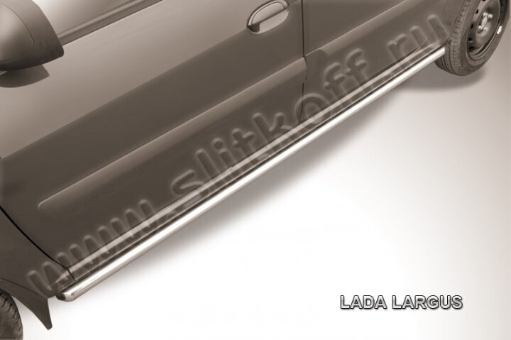 Пороги из нержавейки Lada Largus (2012-2021) d42 труба (черный цвет)