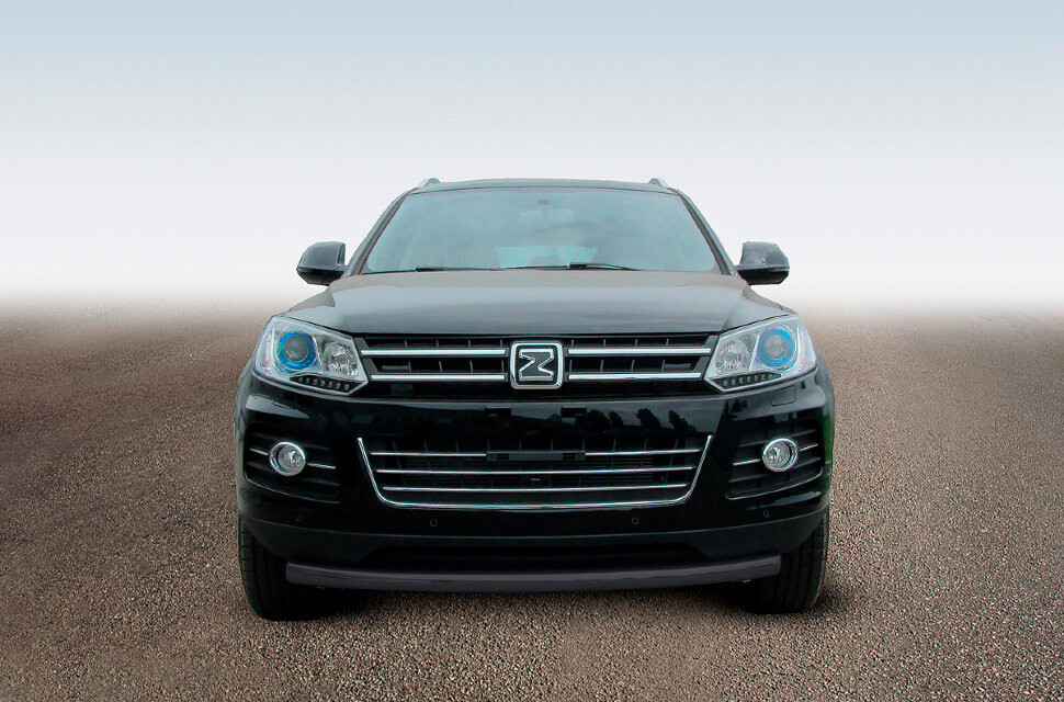 Защита переднего бампера Zotye T600 (2013-2023) d57 радиусная серебристая