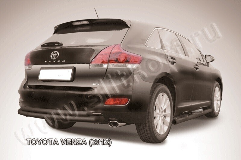 Защита заднего бампера Toyota Venza (2012-2017) d76+d57 радиусная черная