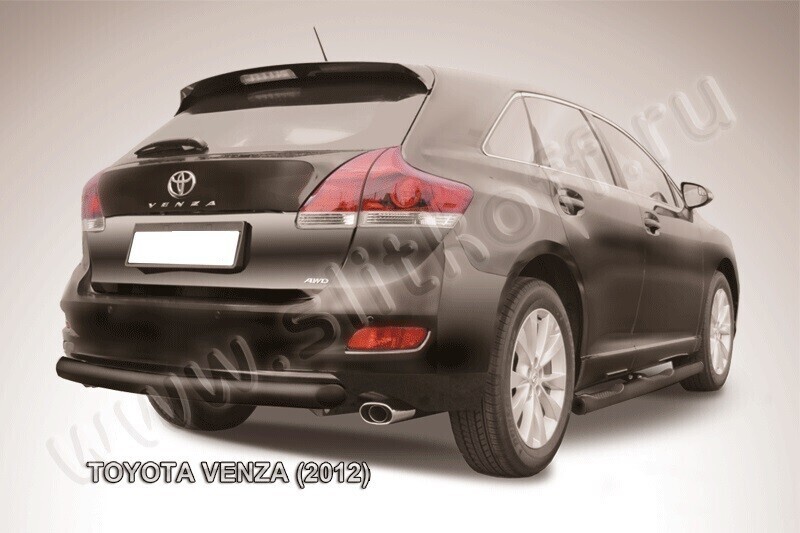 Защита заднего бампера Toyota Venza (2012-2017) d76 радиусная серебристая
