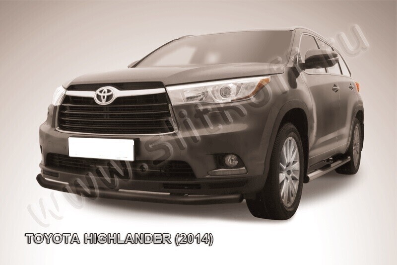 Защита переднего бампера Toyota Highlander (2014-2016) d57 серебристая