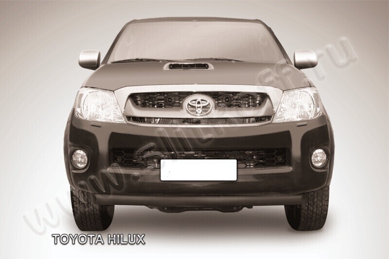 Защита переднего бампера Toyota Hilux (2004-2011) d57 радиусная серебристая