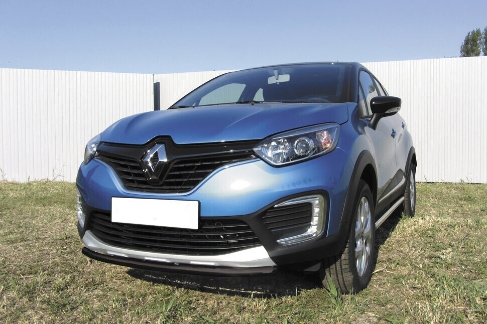 Защита переднего бампера Renault Kaptur 4WD (2012-2019) d42 черная