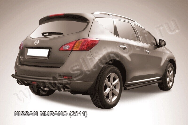 Защита заднего бампера Nissan Murano (2010-2015) d57+d42 черная