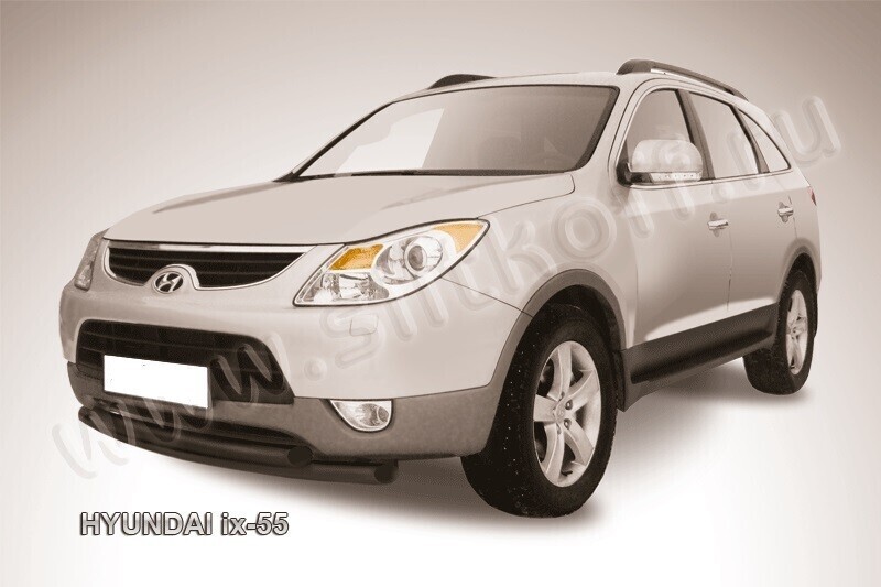 Защита переднего бампера Hyundai ix-55 (2008-2013) d57+d57 черная