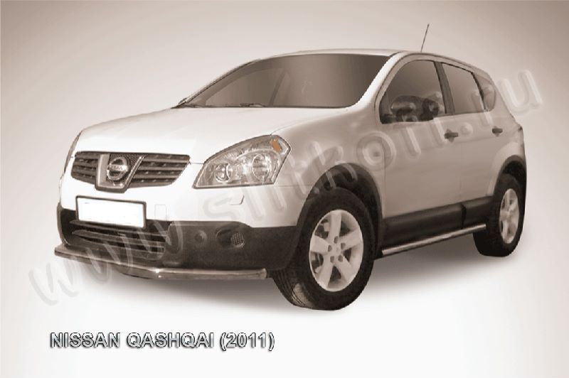 Защита переднего бампера (нержавейка) Nissan Qashqai (2010-2013) d57 длинная