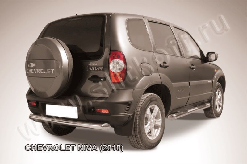 Защита заднего бампера (нержавейка) Chevrolet Niva (2009-2020) d76 радиусная