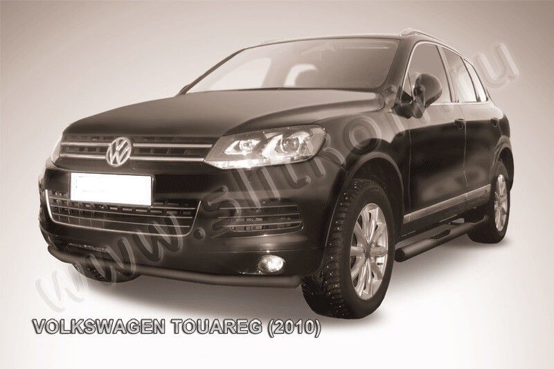 Защита переднего бампера (нержавейка) Volkswagen Touareg (2010-2014) d57 (черный)