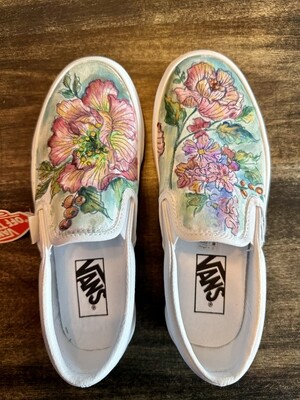 Floral Pink Flare Hand-Painted Shoes