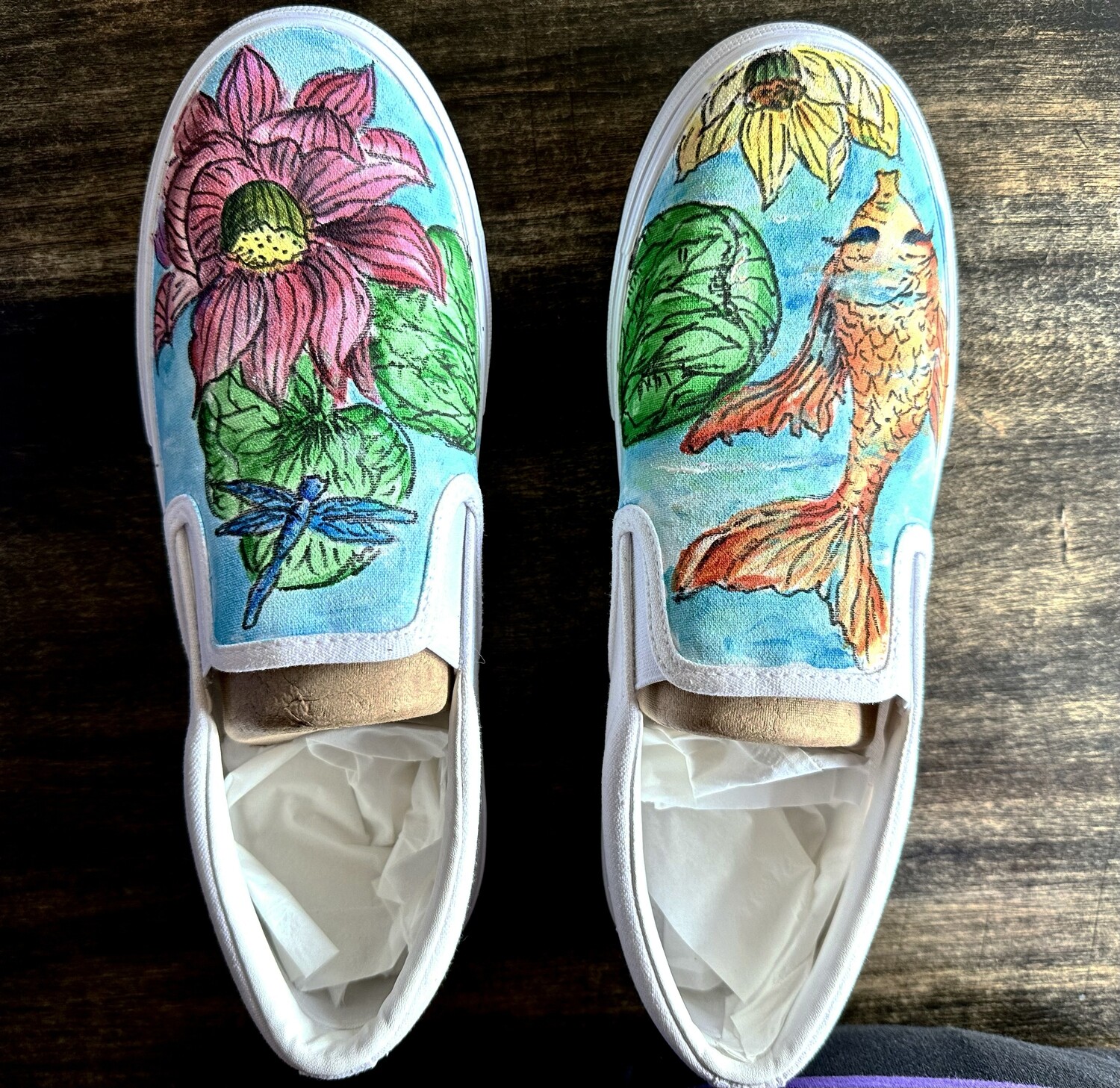 Lily Pond Hand-Painted Shoes
