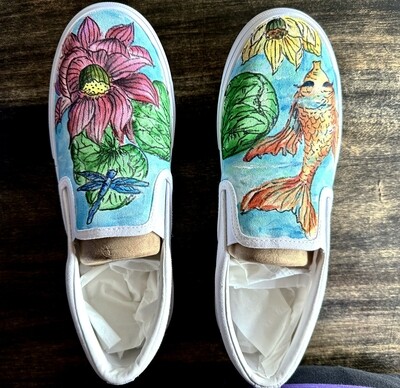 Lily Pond Hand-Painted Shoes