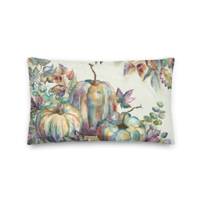 Autumn Jewels Fall Pumpkins Decorative Lumbar Throw Pillow 22&quot;x12&quot;