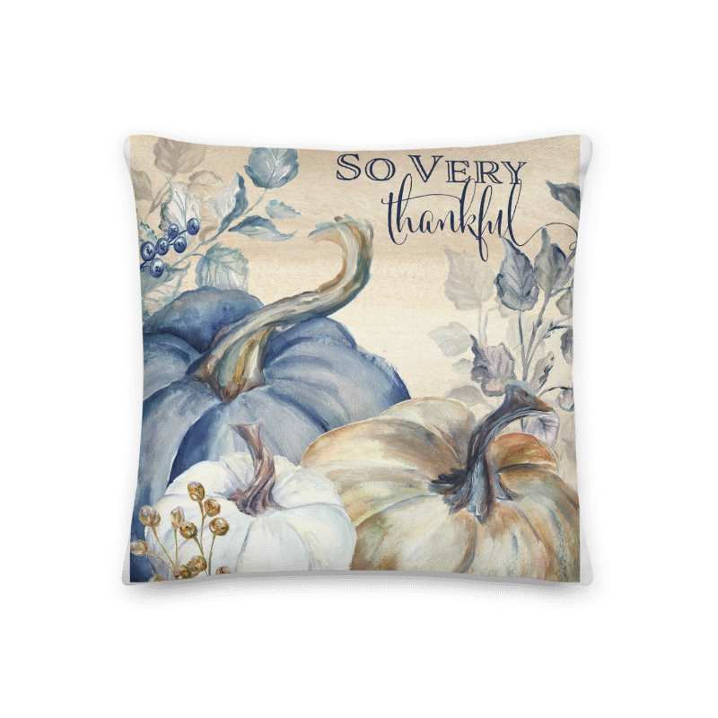 Pumpkin Blues &quot;So Very Thankful&quot; Throw Pillow