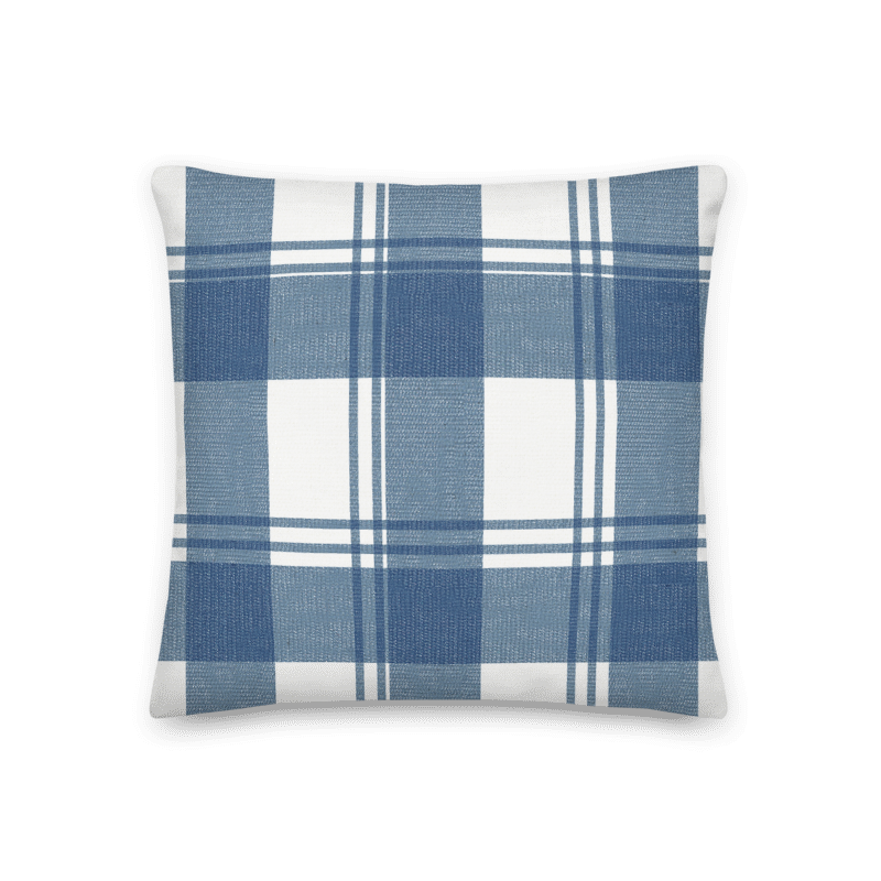 Pumpkin Blues Plaid Throw Pillow