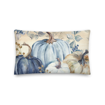 Pumpkin Blues Three Pumpkins Decorative Lumbar Throw Pillow 22&quot;x12&quot;