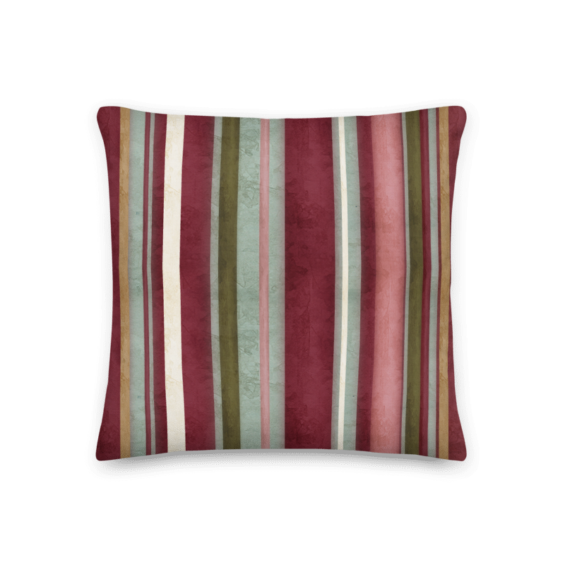 Winter Joy Poinsettia Stripe Accent Throw Pillow