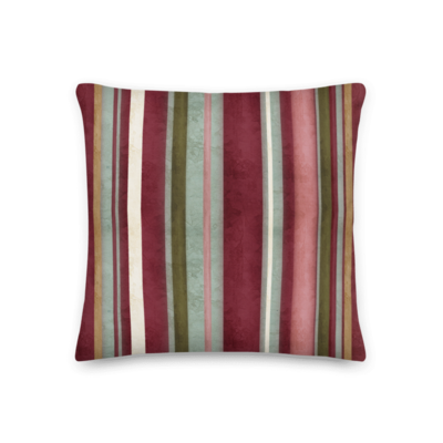 Winter Joy Poinsettia Stripe Accent Throw Pillow