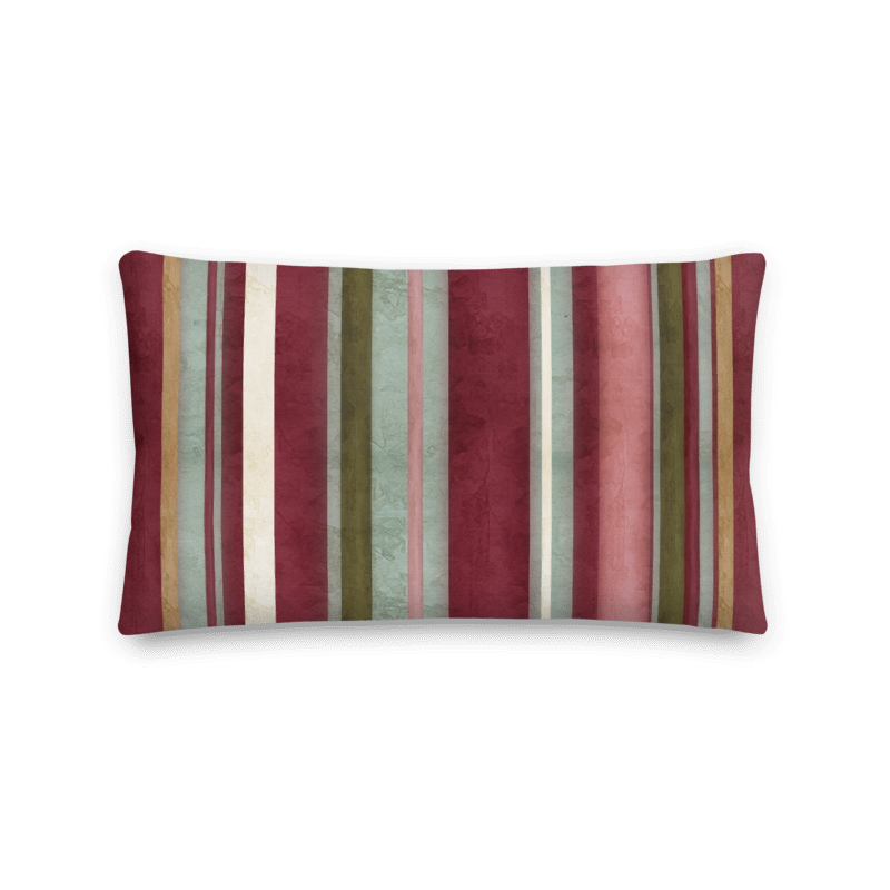 Winter Joy Poinsettia Stripe Lumbar Throw Pillow 22&quot;x12&quot;