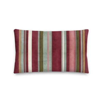 Winter Joy Poinsettia Stripe Lumbar Throw Pillow 22&quot;x12&quot;