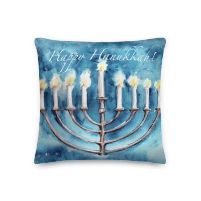 Happy Hanukkah Menorah Throw Pillow