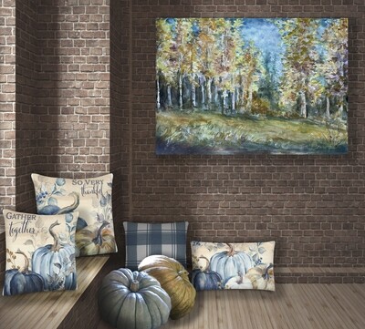 Fall Aspen Gouache Painting &quot;Arizona Anticipation&quot; Gallery-Wrapped Canvas Print