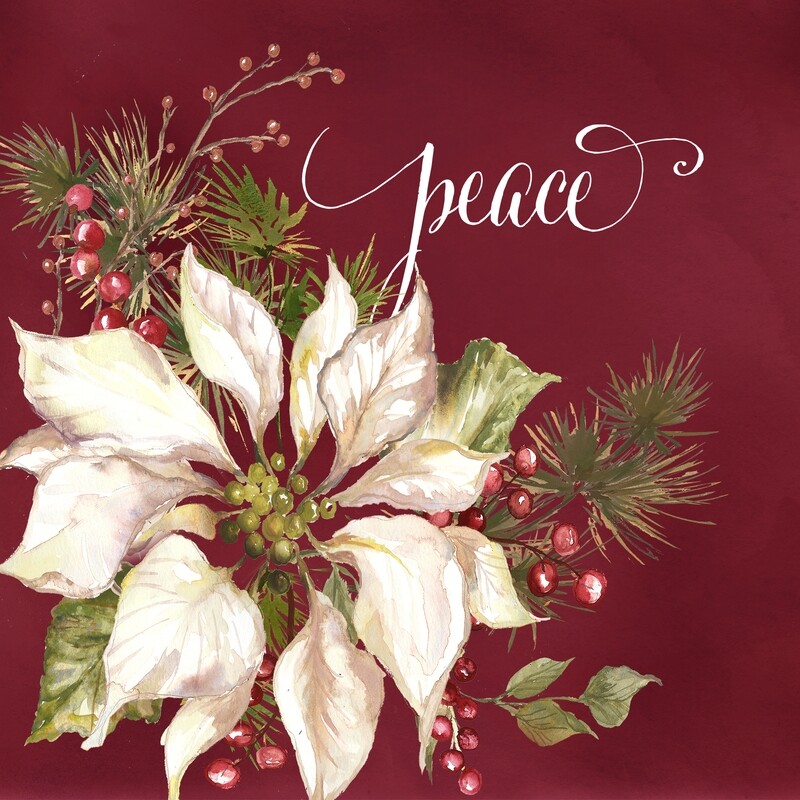 Winter Joy Poinsettia &quot;Peace&quot; Canvas Wall Print