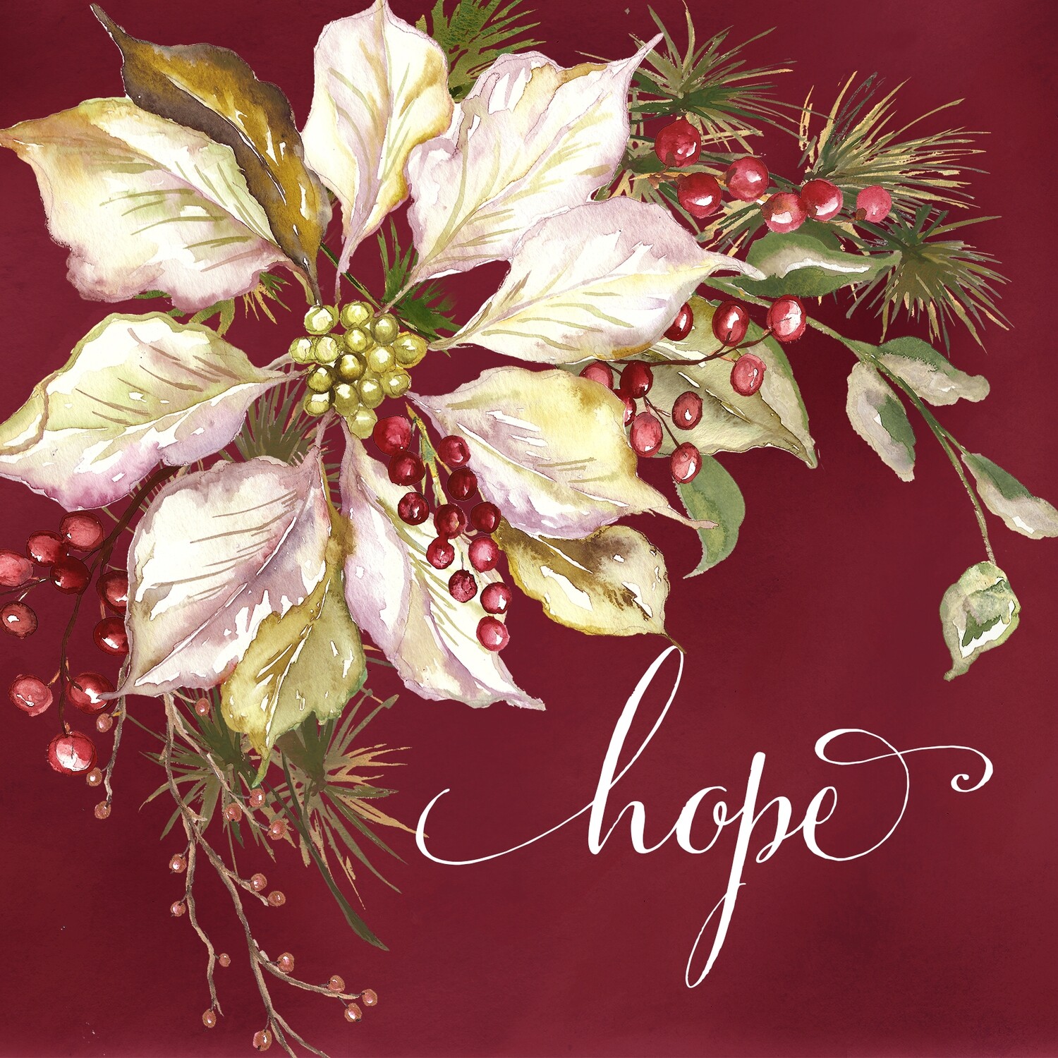 Winter Joy Poinsettia &quot;Hope&quot; Canvas Wall Print