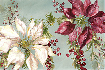 Winter Joy Poinsettias Christmas Canvas Giclee
