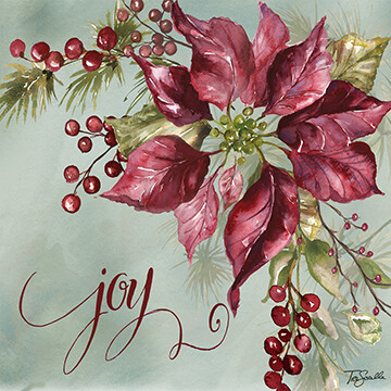 Winter Joy Poinsettia &quot;Joy&quot; on Green Canvas Wall Print