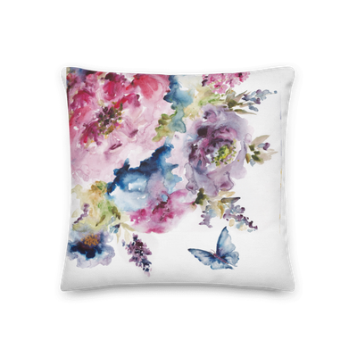 Watercolor Floral and Butterfly 2 Throw Pillow