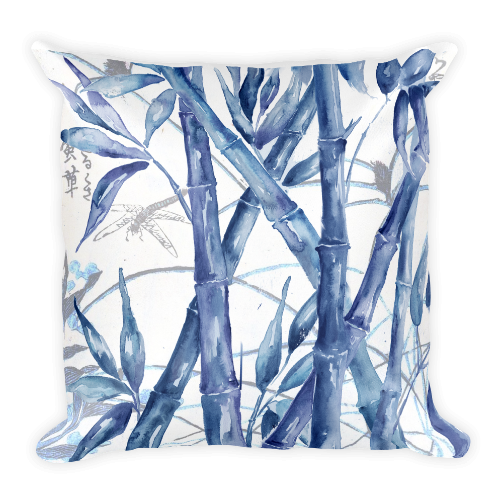 Indigo Bamboo Throw Pillow