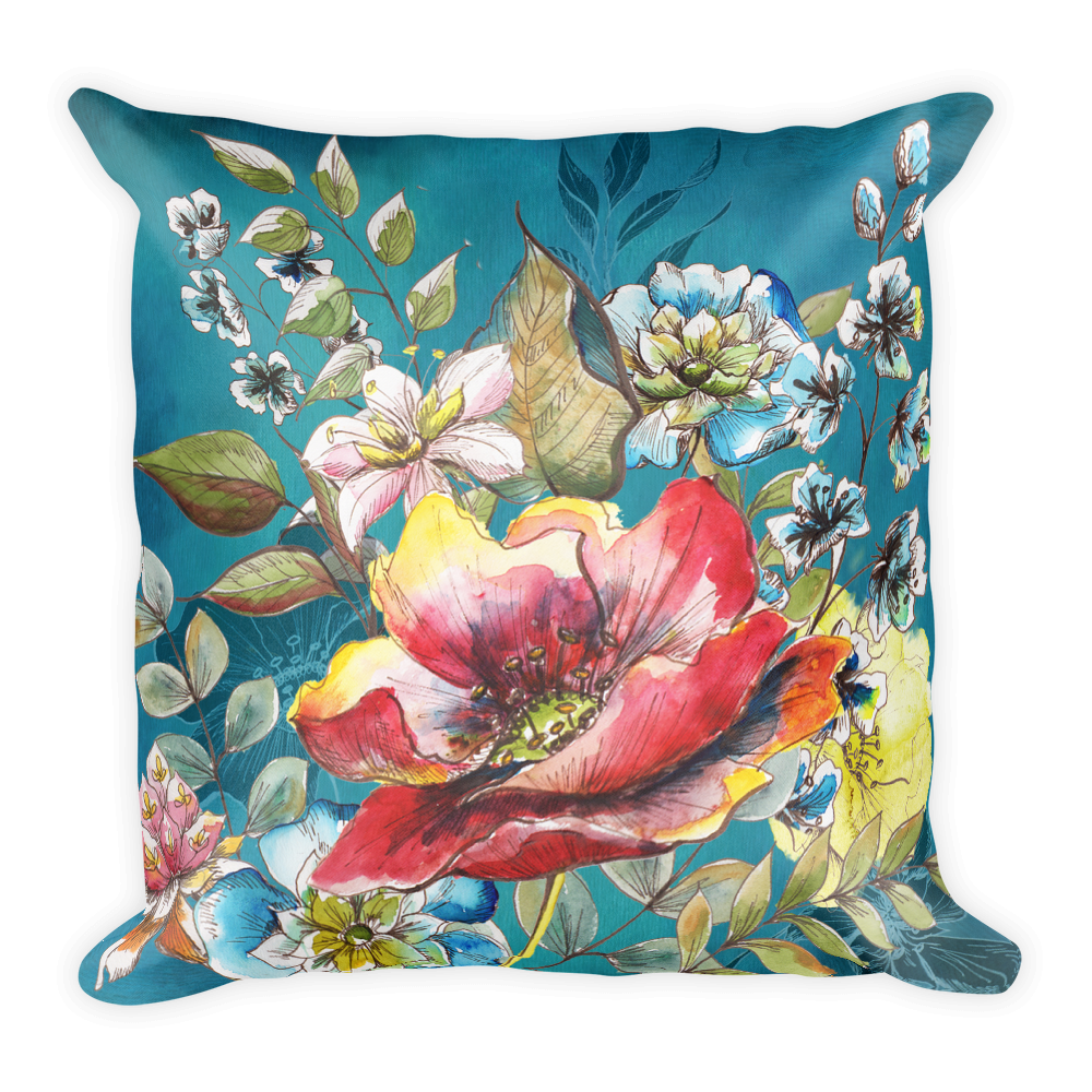 Boho Garden Floral Sketch 2 Throw Pillow