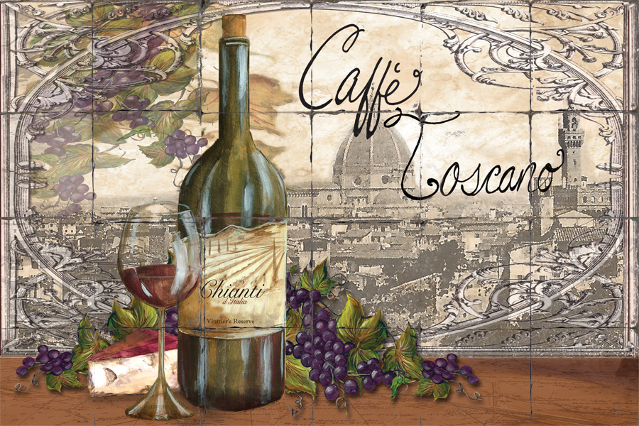 &quot;Cafe Toscano&quot; Printed Tile Mural