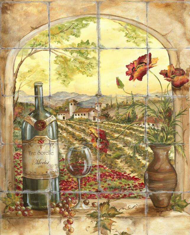 &quot;Tuscan View 1&quot; Printed tile mural