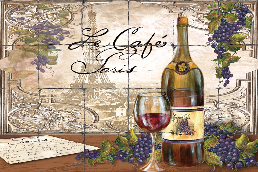 "Cafe Paris Single Bottle" Printed Tile Mural "Cafe Paris Single Bottle" Printed Tile Mural