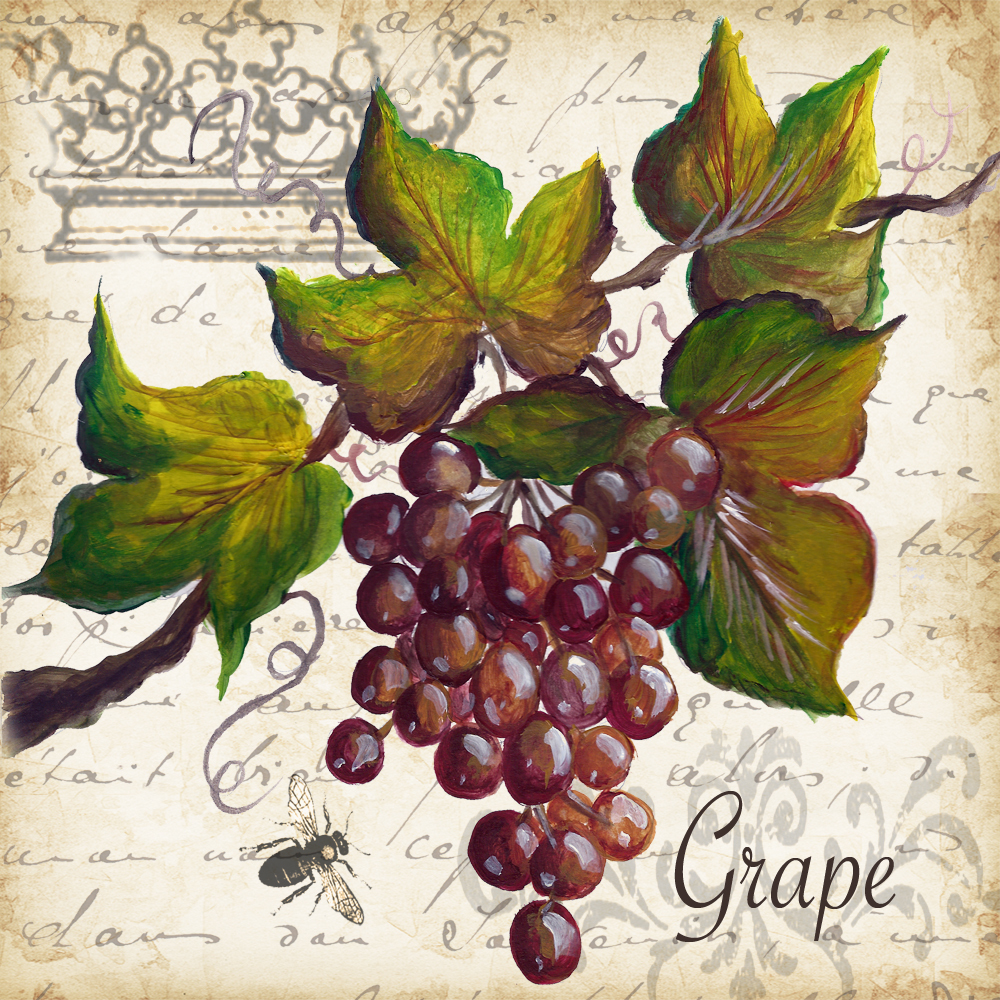 &quot;Grape Deco&quot; Printed Accent Tile