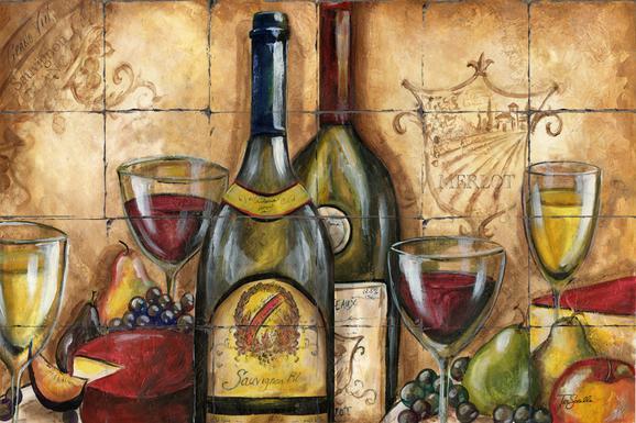&quot;California Wine Reserve&quot; Printed Tile Mural