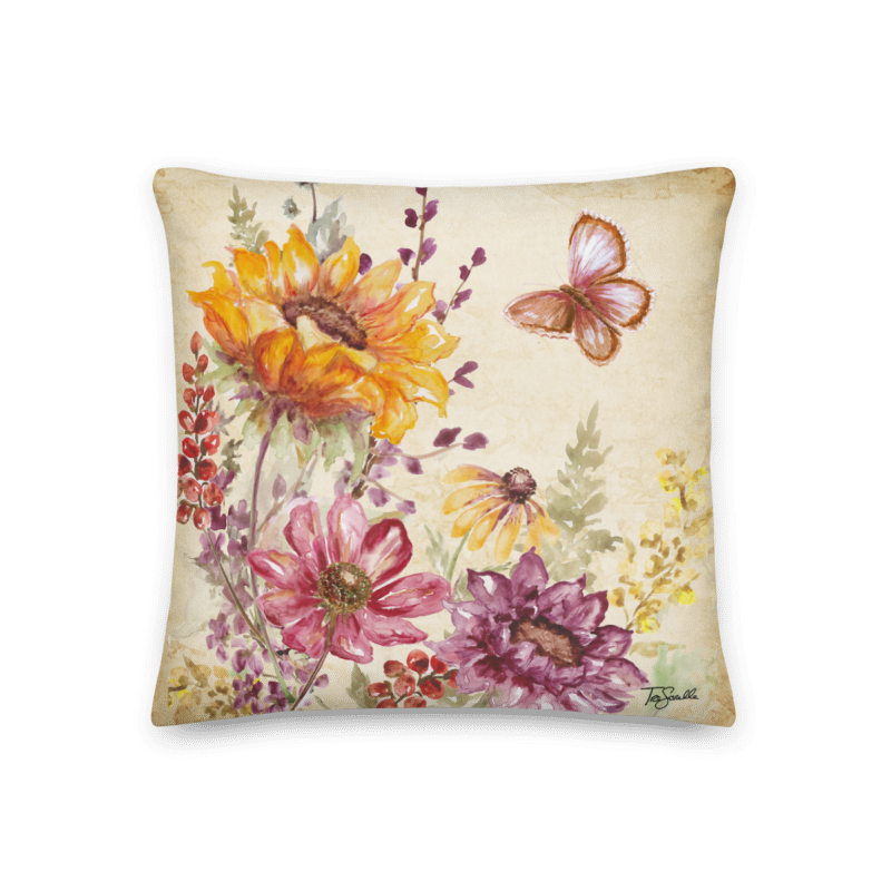 Wild Sunflower Meadow Square 2 Premium Pillow