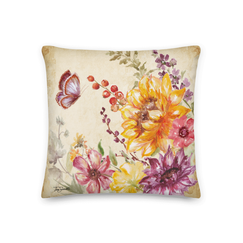 Wild Sunflower Meadow Square 3 Premium Pillow